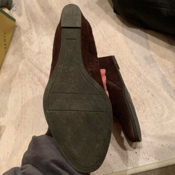 Franco Sarto Genuine Suede Chocolate Brown Wedge Heeled Ankle Boots - Picture 6 of 6